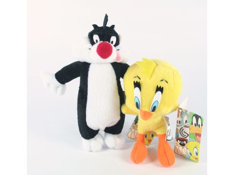 LOONEY TUNES classic TWEETY PIE bird + SYLVESTER plush soft toy cartoon TV - NEW